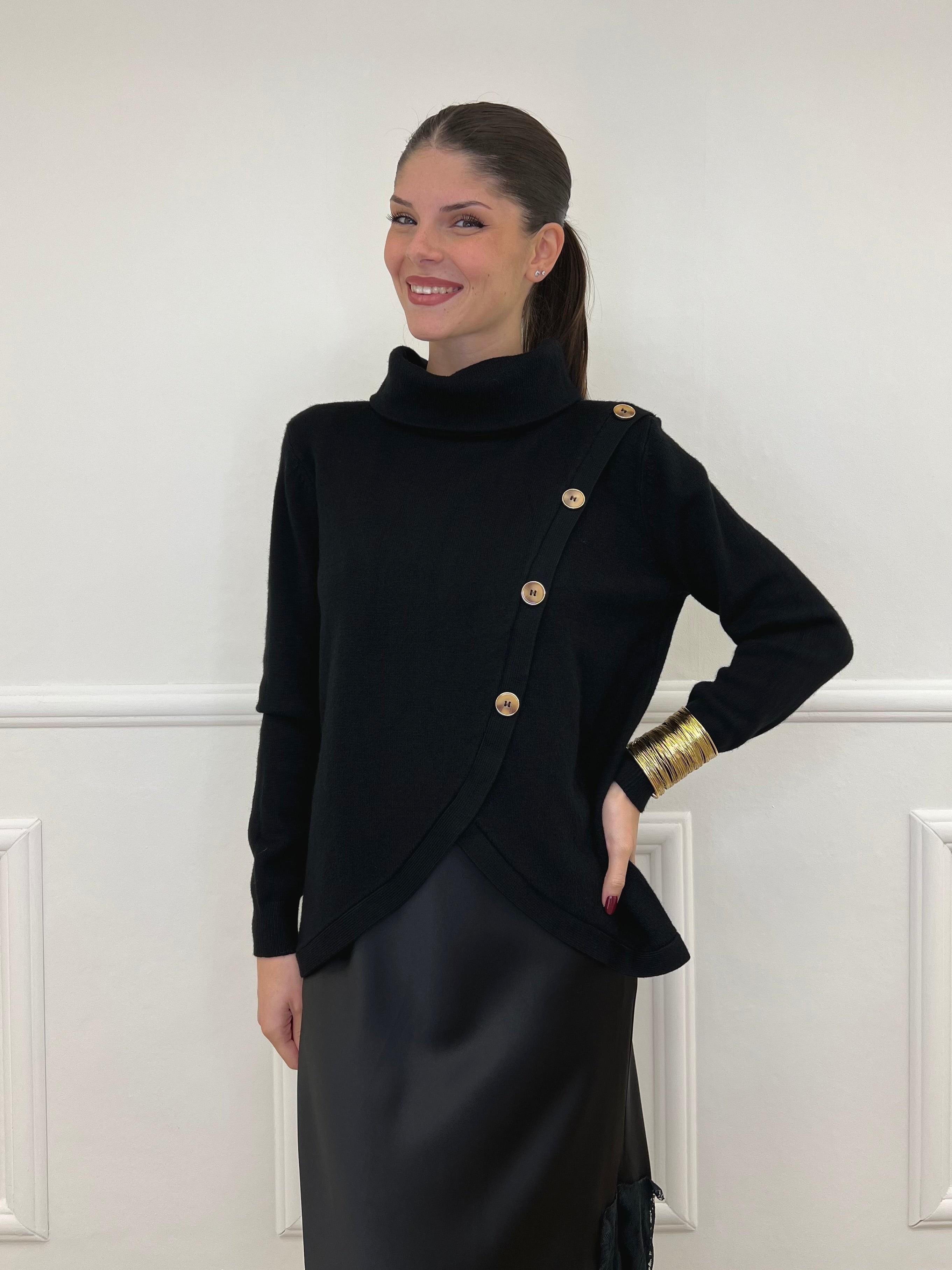 Maglia Sormontata Bottoni 9632 Nero