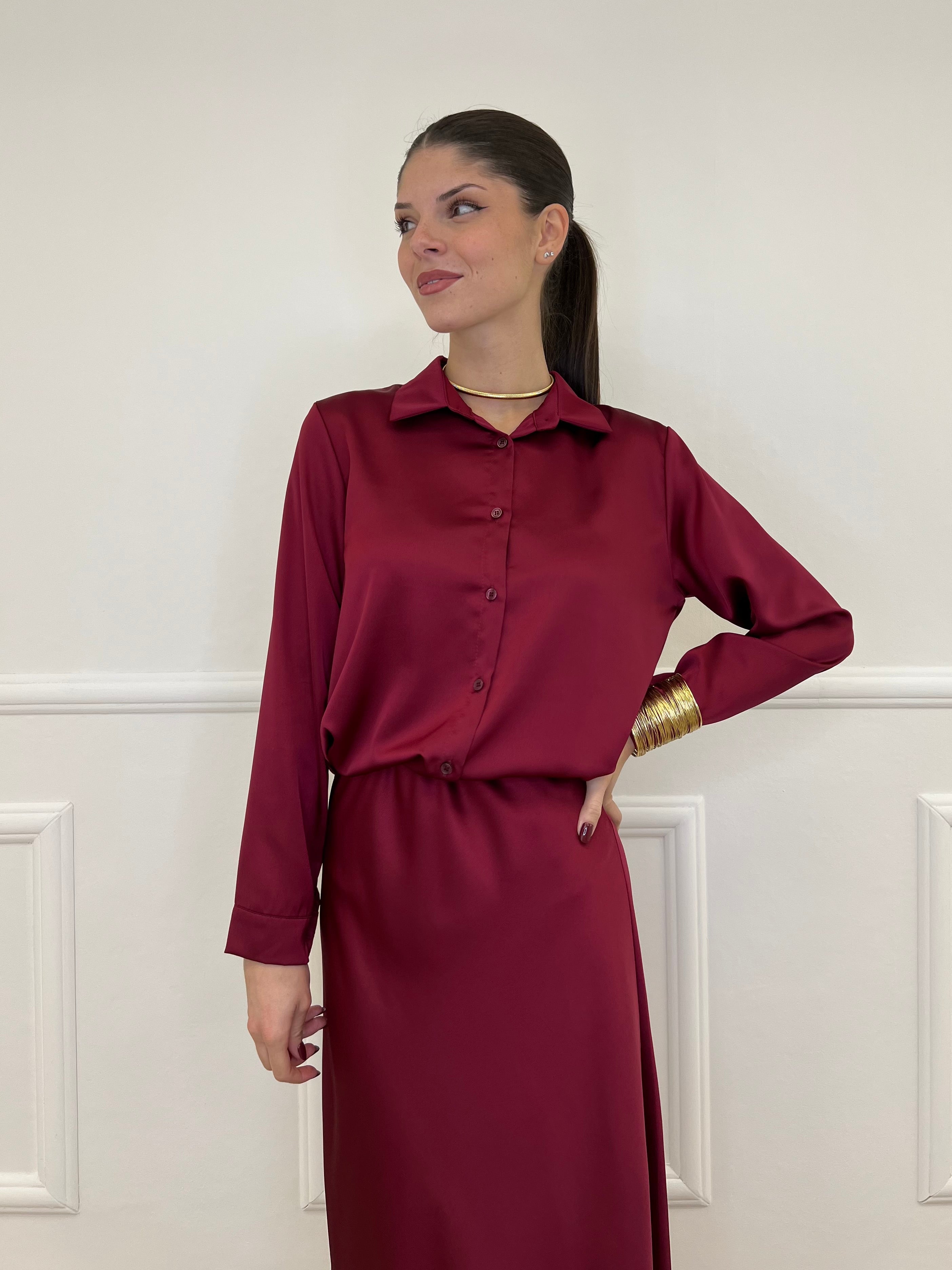 Camicia Satin 1081 Bordeaux