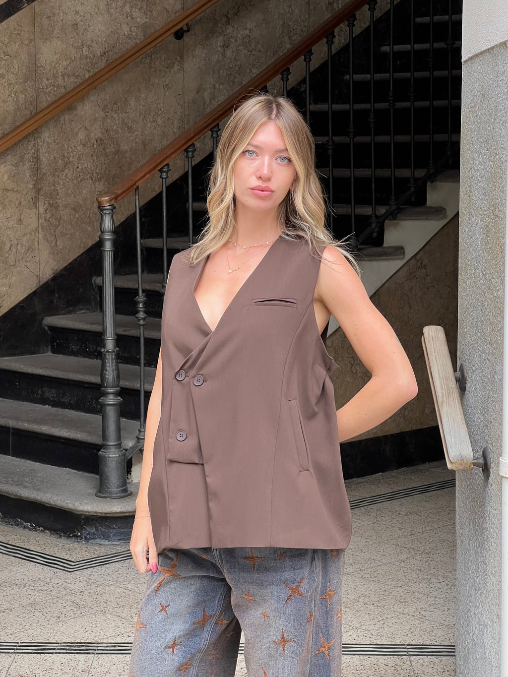 Gilet Doppia Chiusura 168958 Marrone