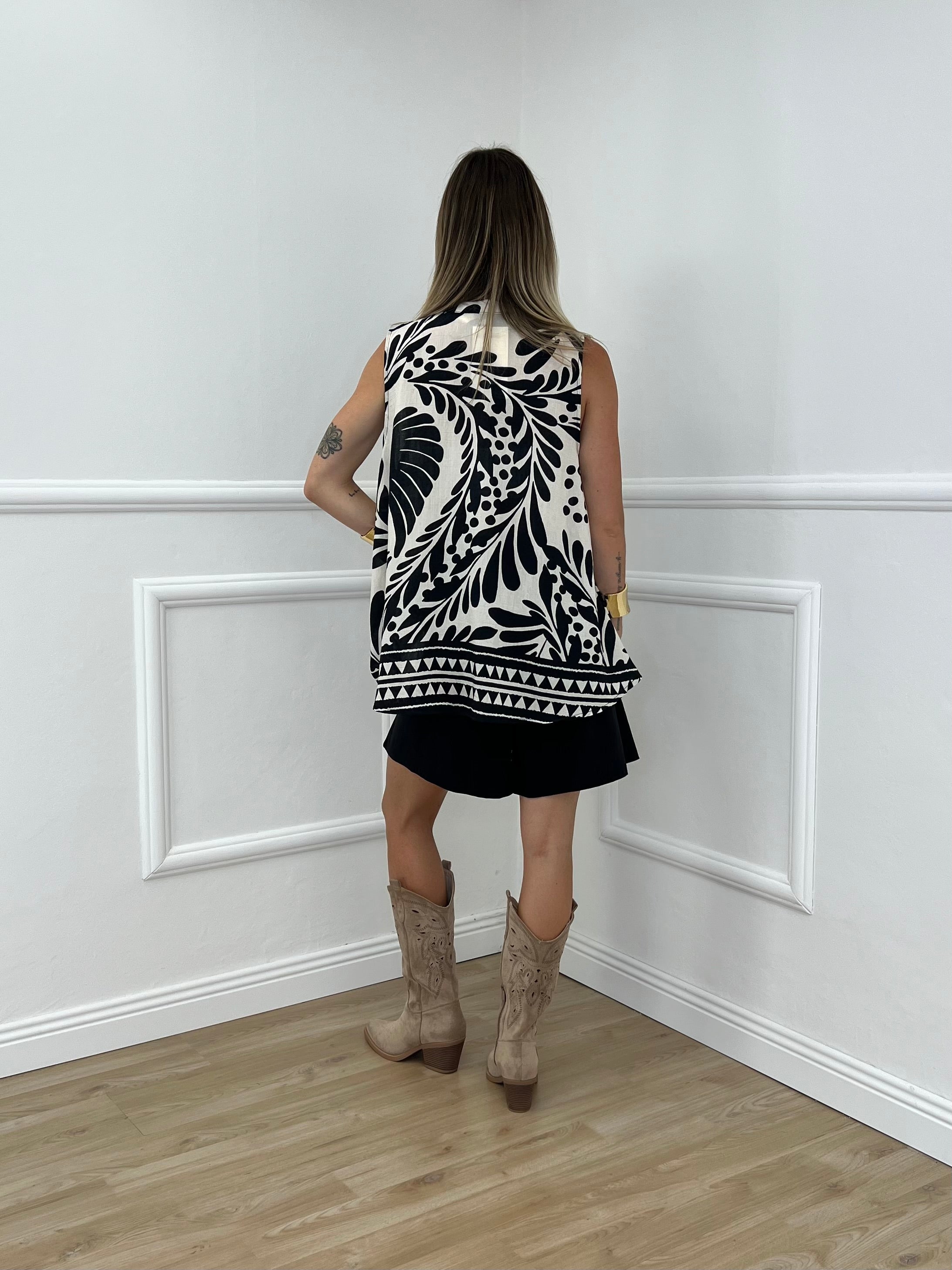 Camicia Trapezio Fantasia 4565 Nero