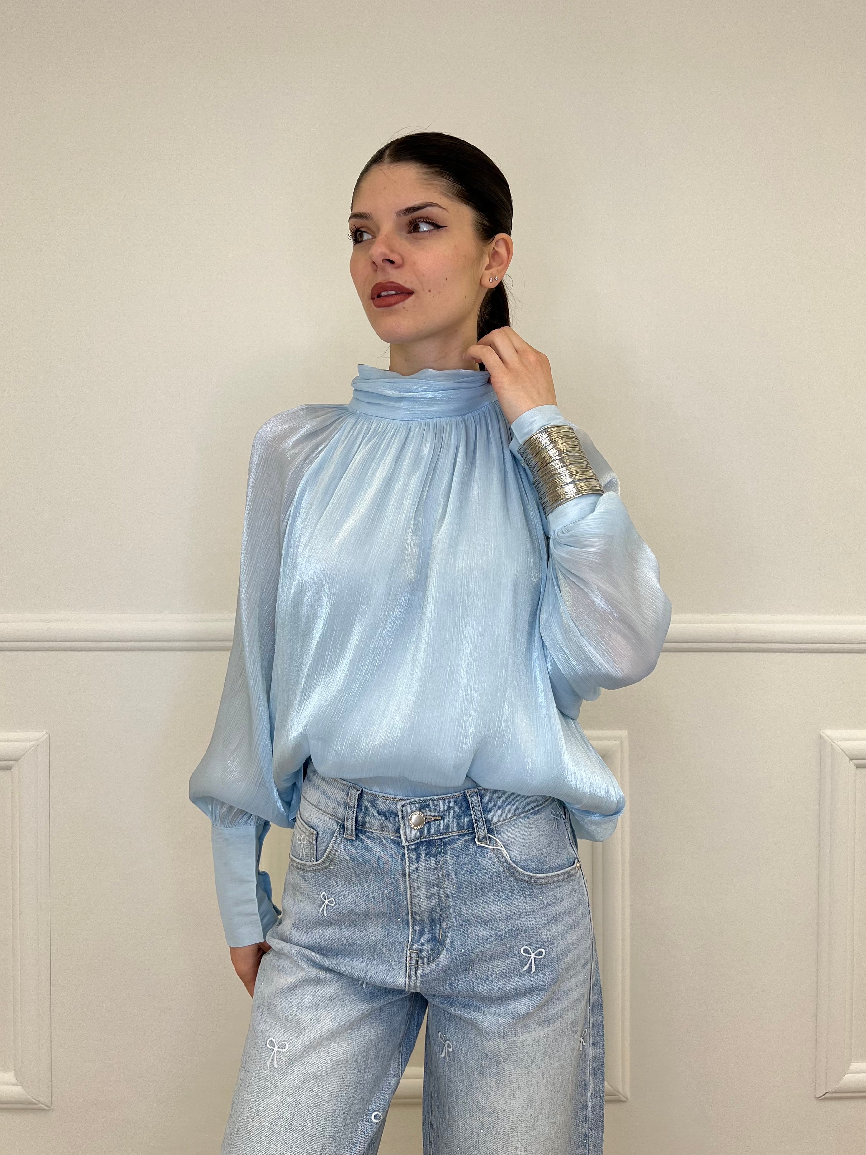 Blusa Chiffon 6595 Azzurro