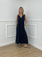 Abito Sfondo Piega 83381 Blu