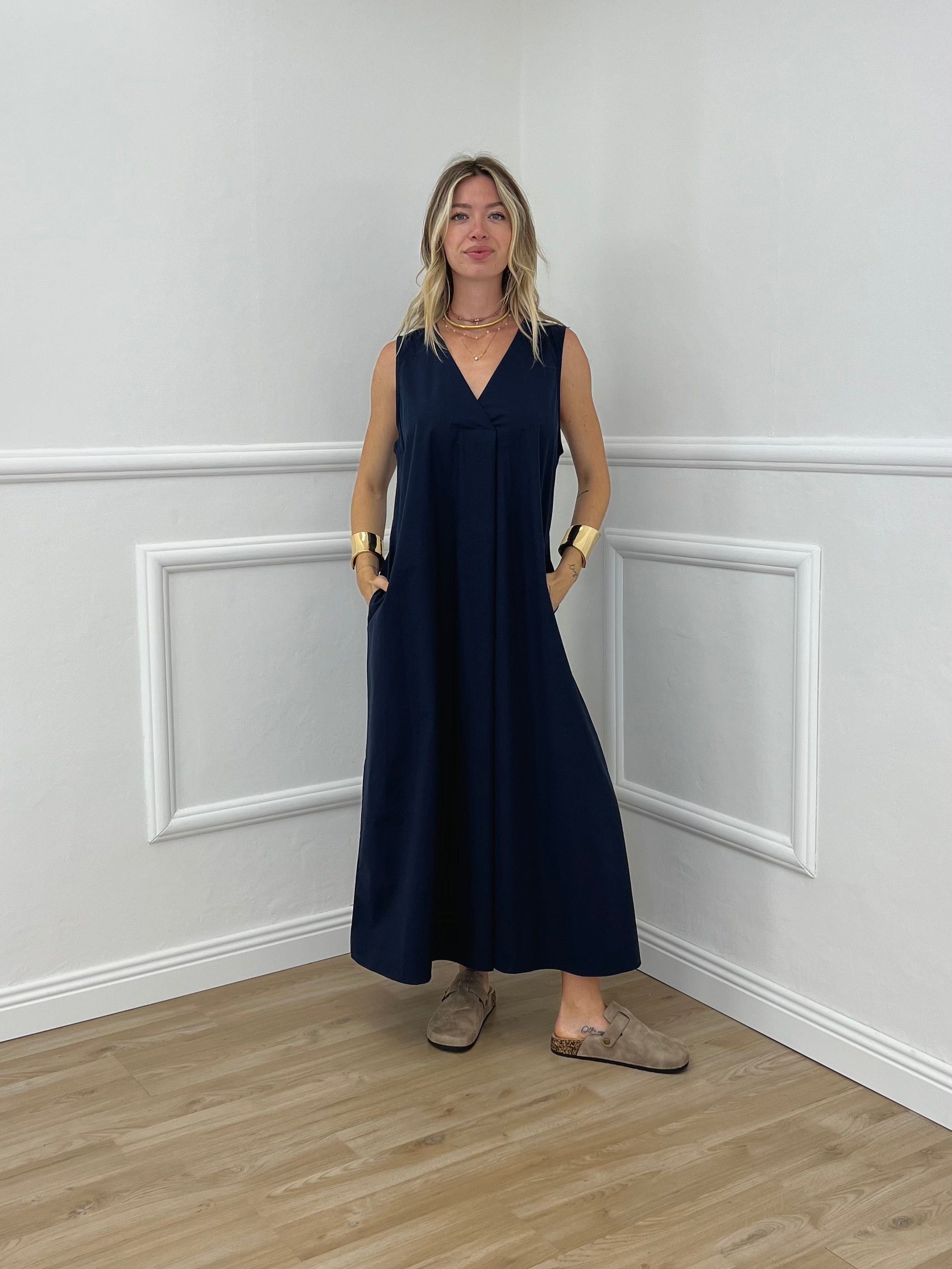 Abito Sfondo Piega 83381 Blu
