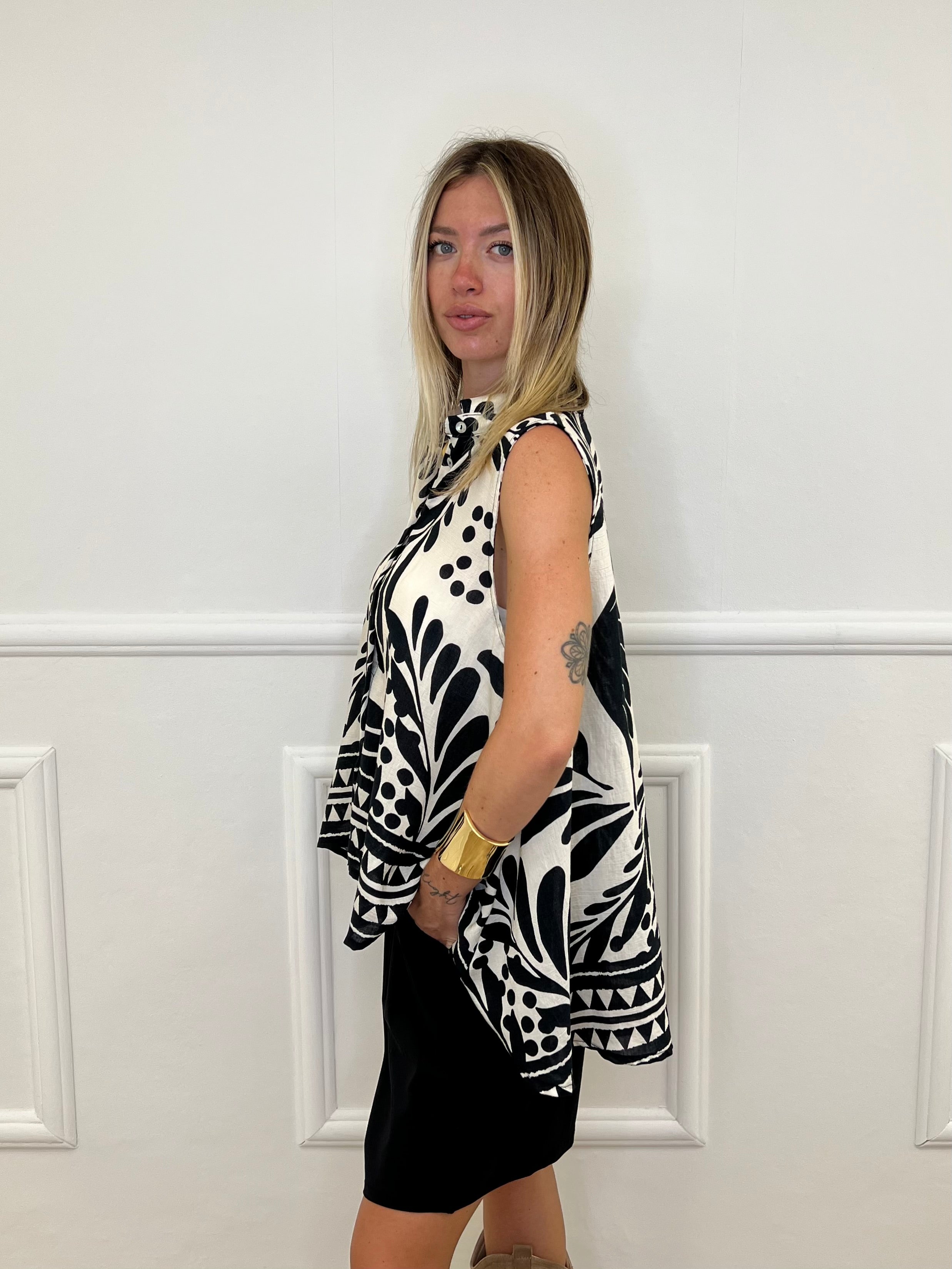 Camicia Trapezio Fantasia 4565 Nero
