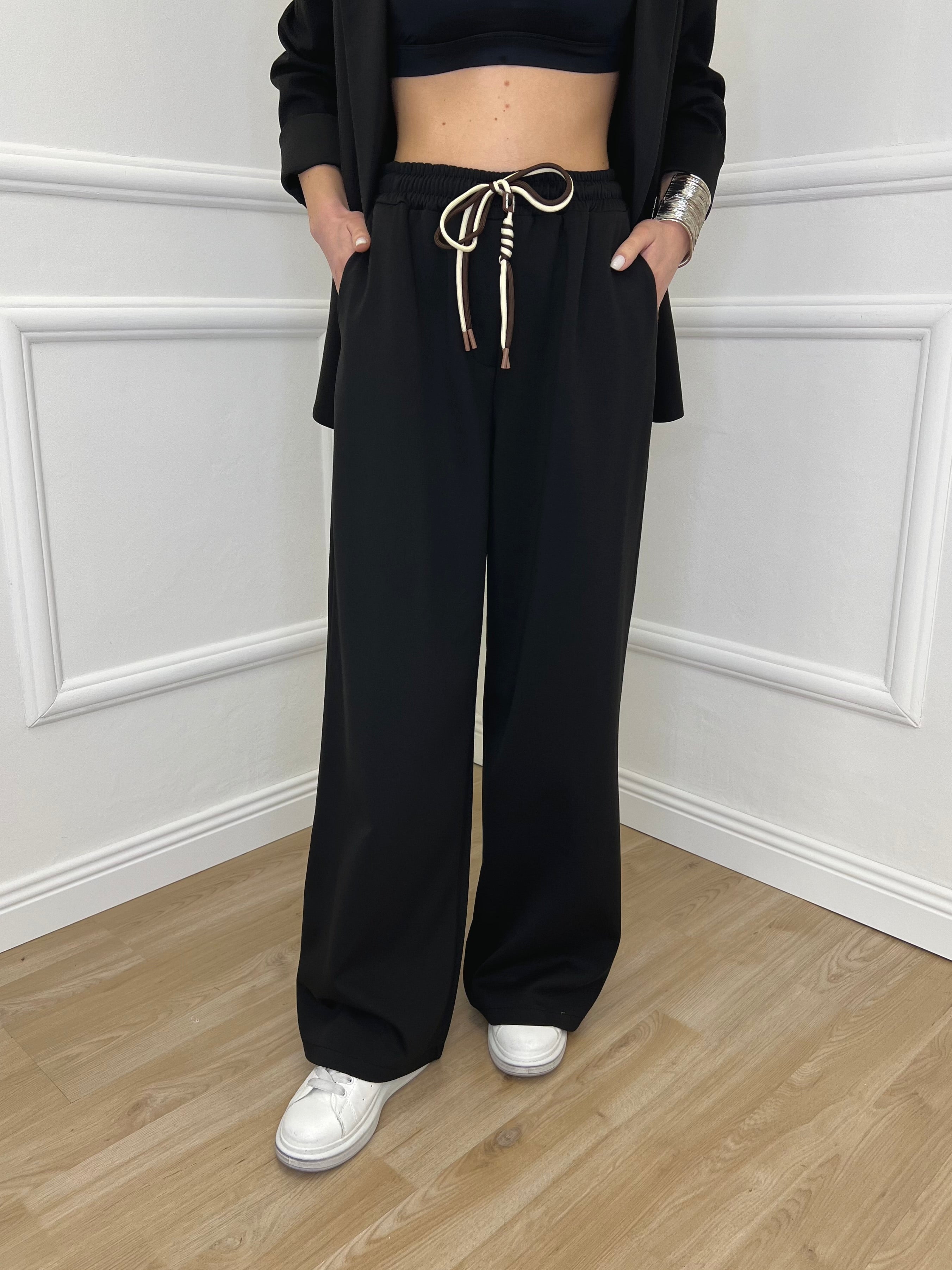 Pantalone a Palazzo Viscosa 25413 Nero
