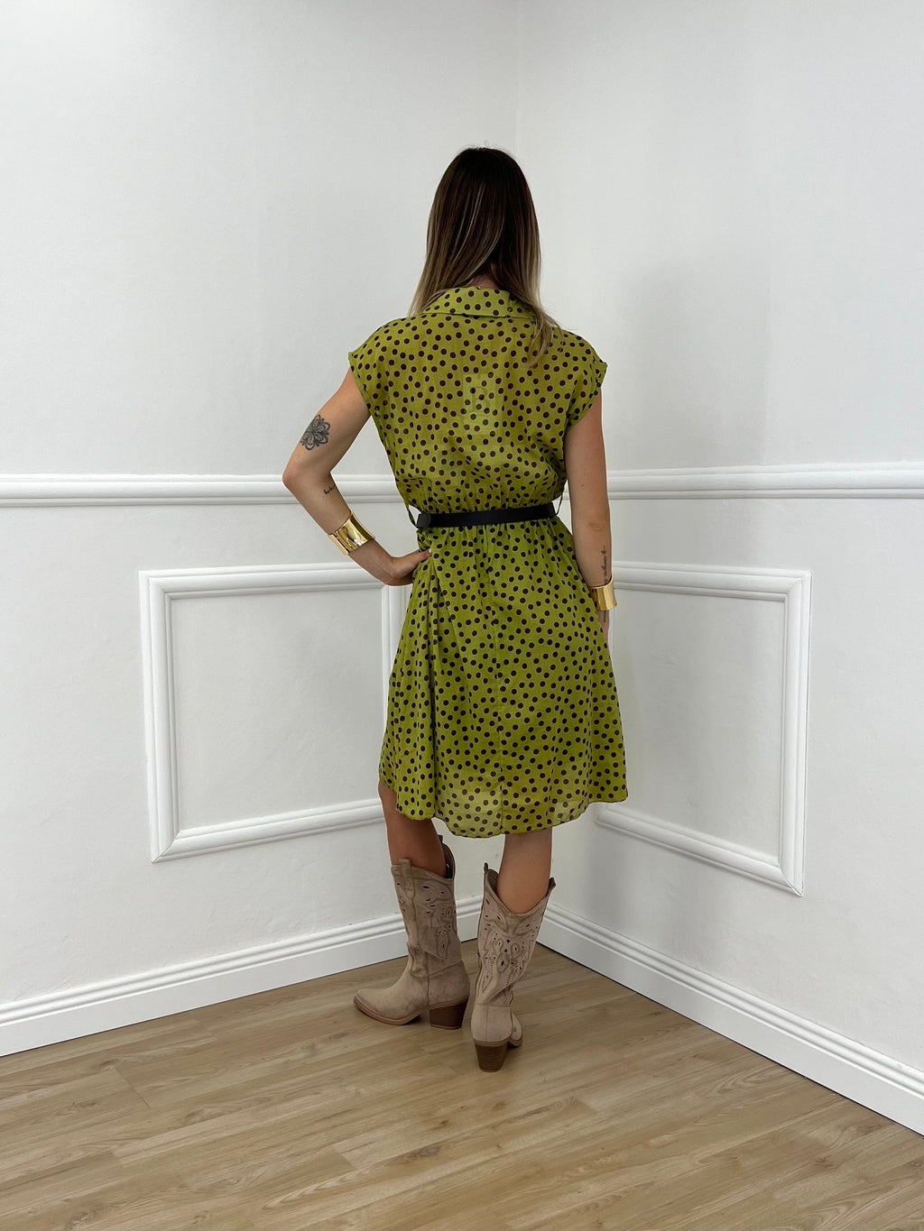 Vestito Corto a Pois 15909 Olio e Moro