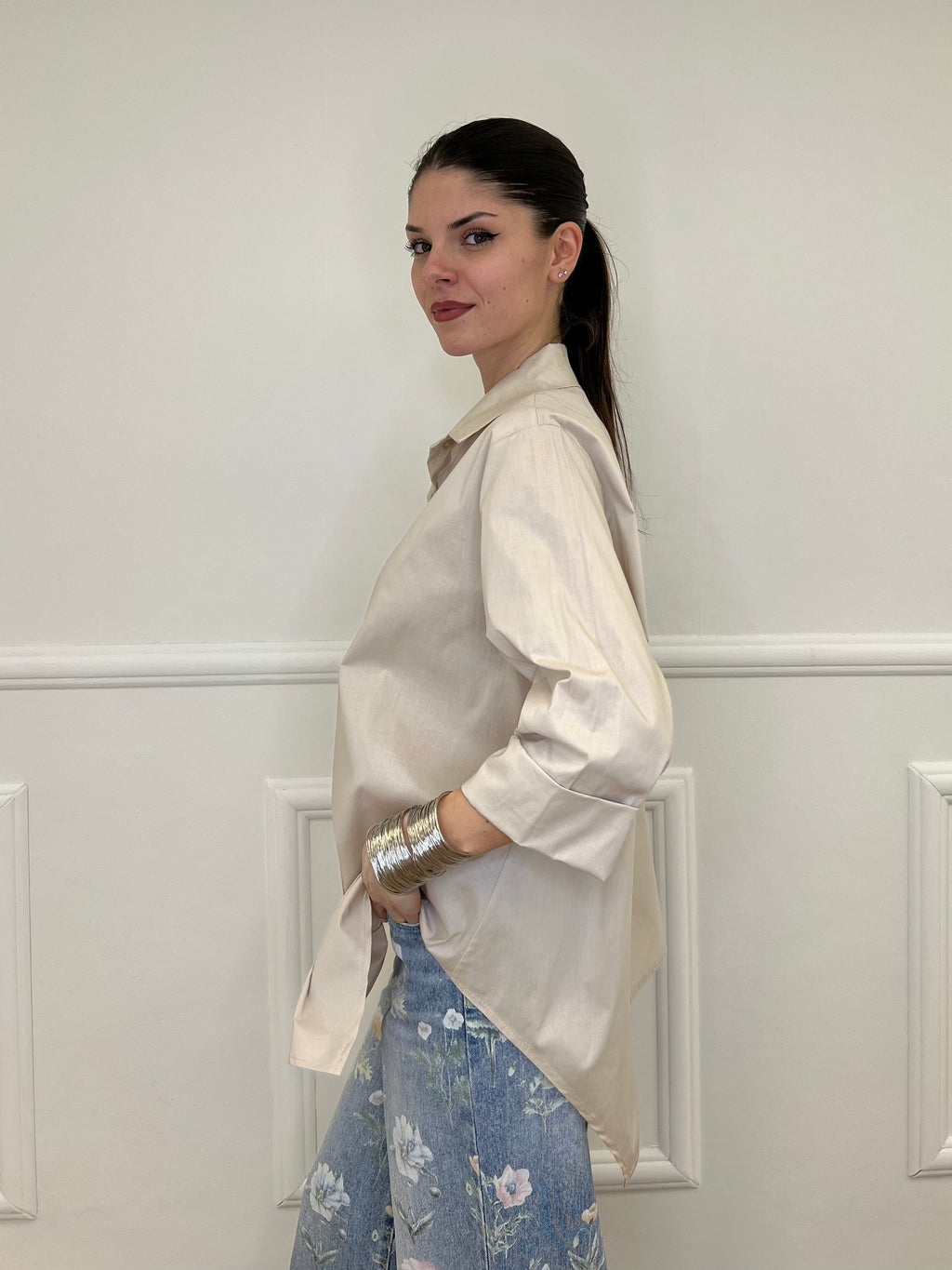 Camicia Asimmetrica 41915 Beige