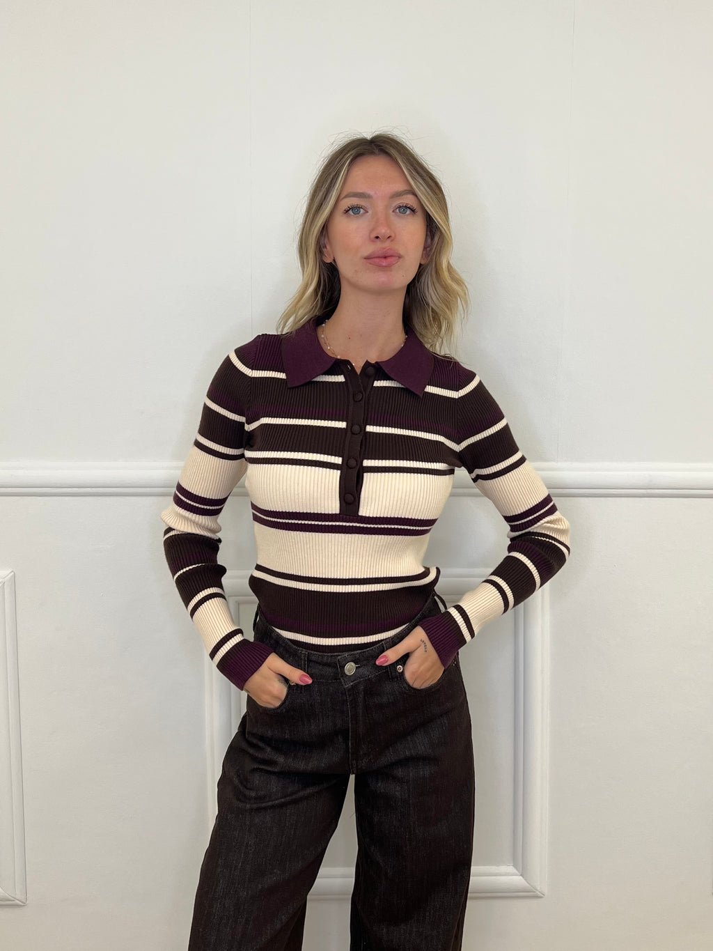 Polo a Righe 5530 Burgundy