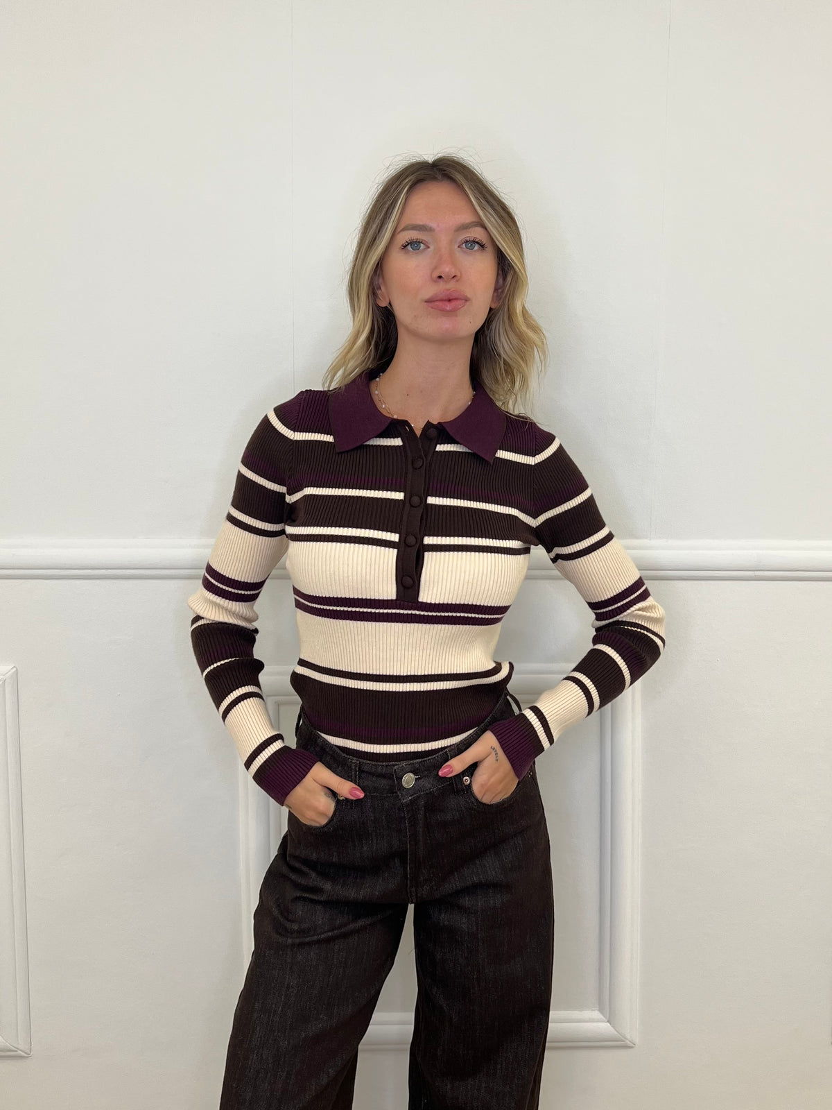 Polo a Righe 5530 Burgundy