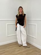 Pantalone Balloon 100% Lino 825699 Bianco