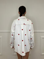 Giacca Camicia Denim Cuori 0805 Bianco