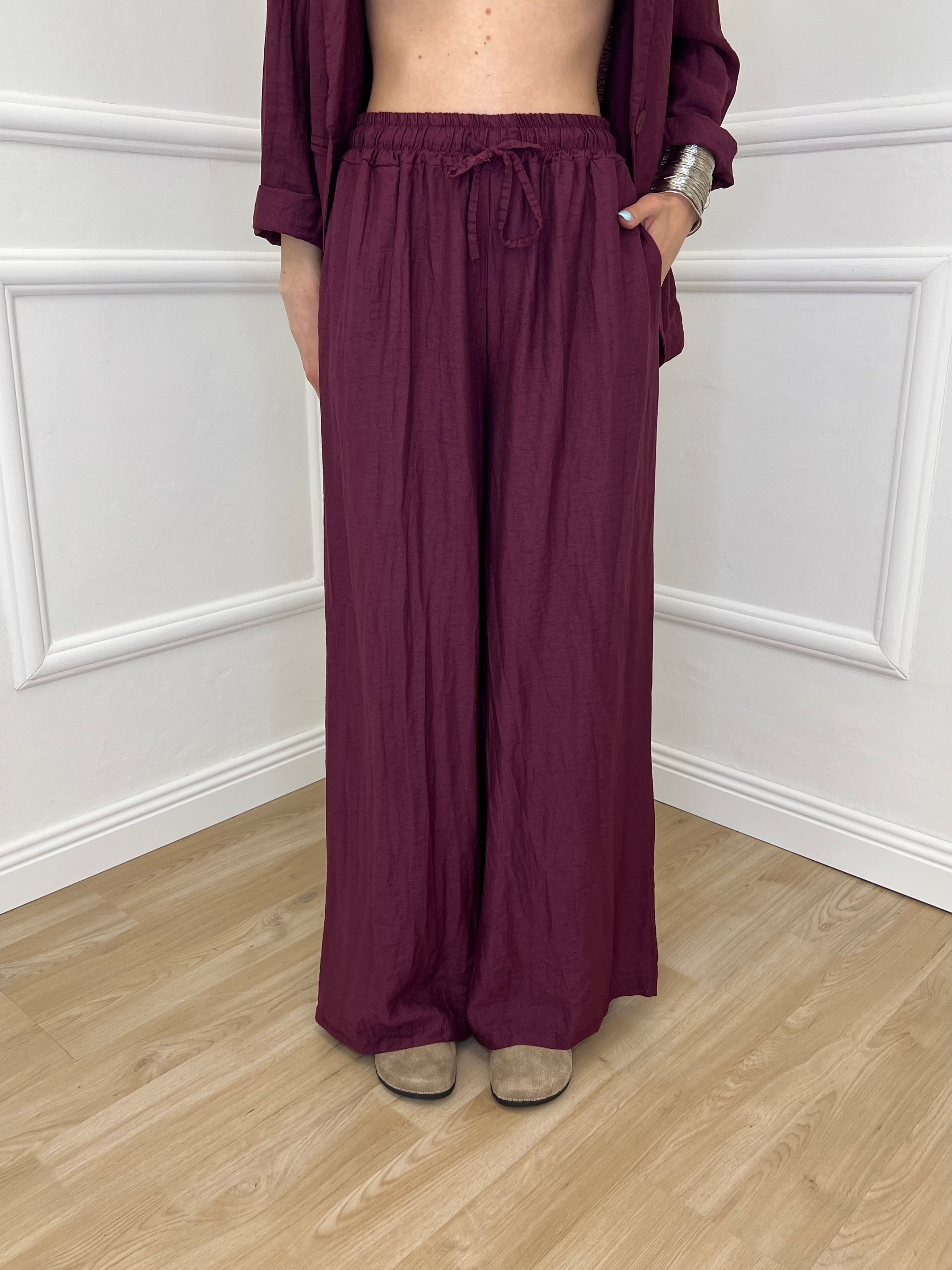 Tailleur In Lino e Tencel 26301 Burgundy
