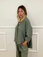 Camicia Scatoletta Lino 89303 Verde