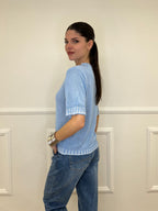 Maglia Profili a Contrasto 2780 Azzurro e Bianco