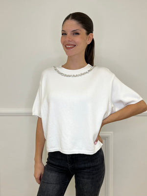 Maglia Scatoletta Cristalli 55672 Bianco