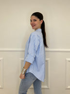 Camicia a Righe Micro Strass 82046 Azzurro