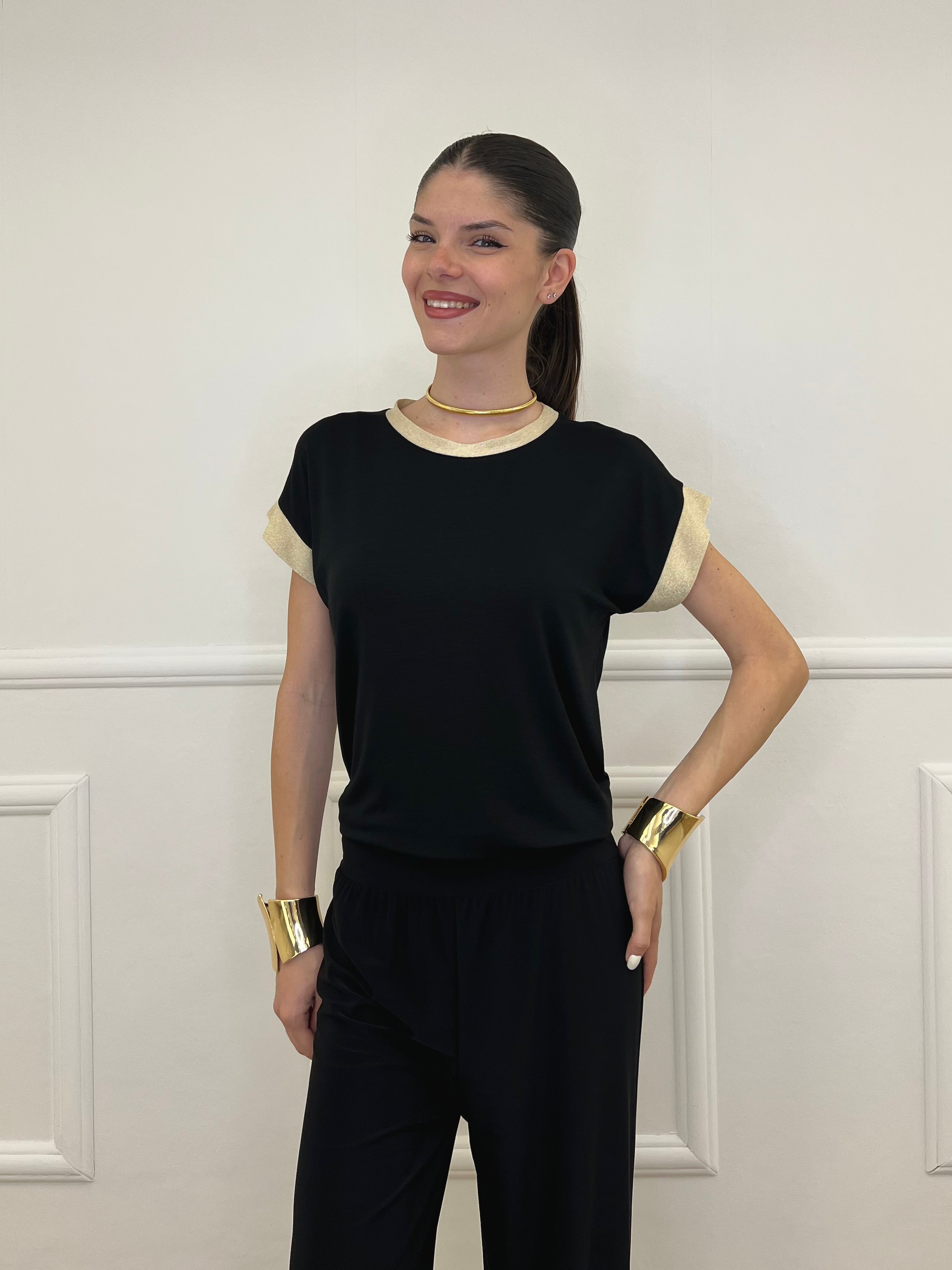 T-shirt Profili Lurex 24288 Nero