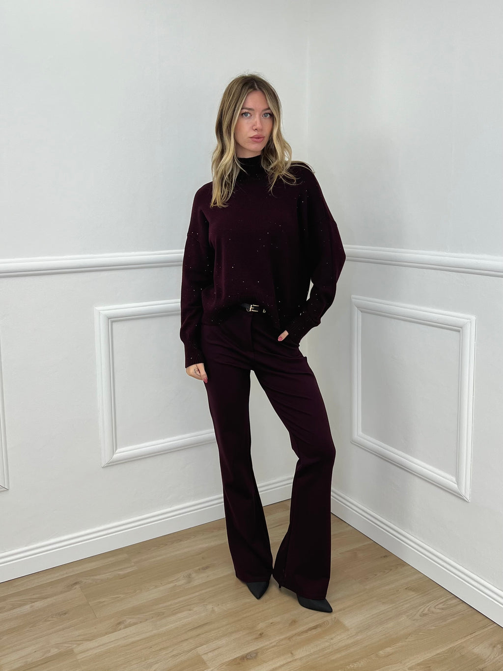 Pantalone Flare Punto Milano 34115 Burgundy