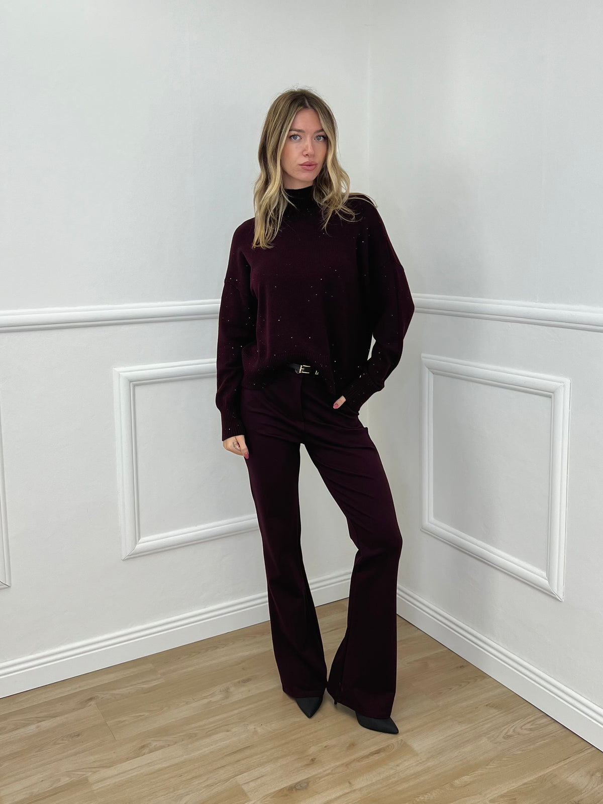 Pantalone Flare Punto Milano 34115 Burgundy