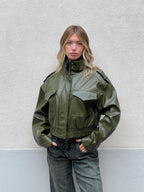 Bomber Crop Ecopelle Tasche 30346 Verde