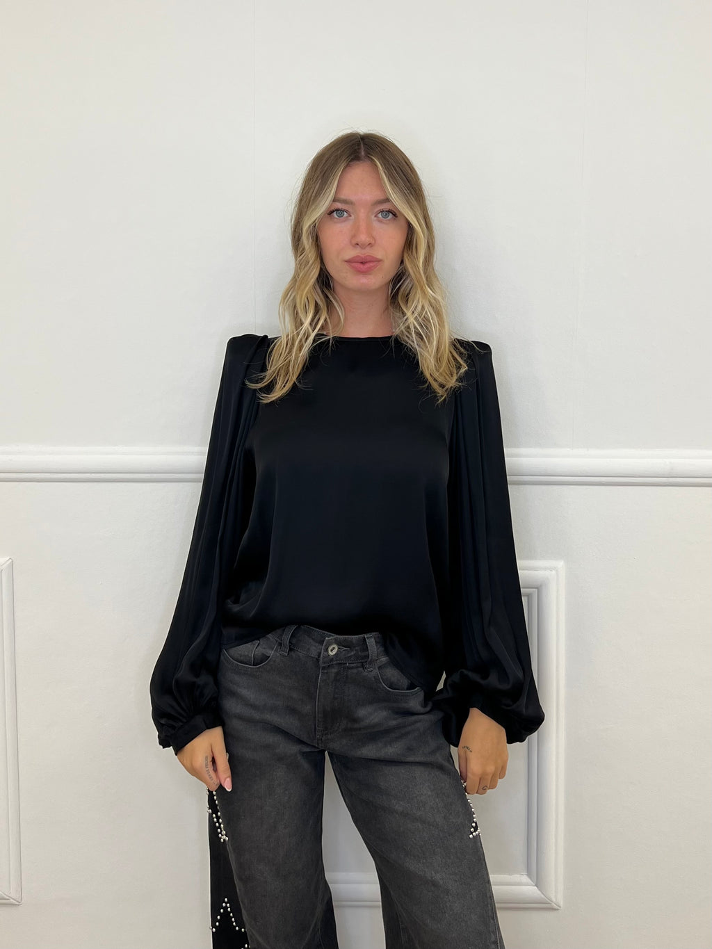 Blusa In Raso Lumina LD6110 Nero