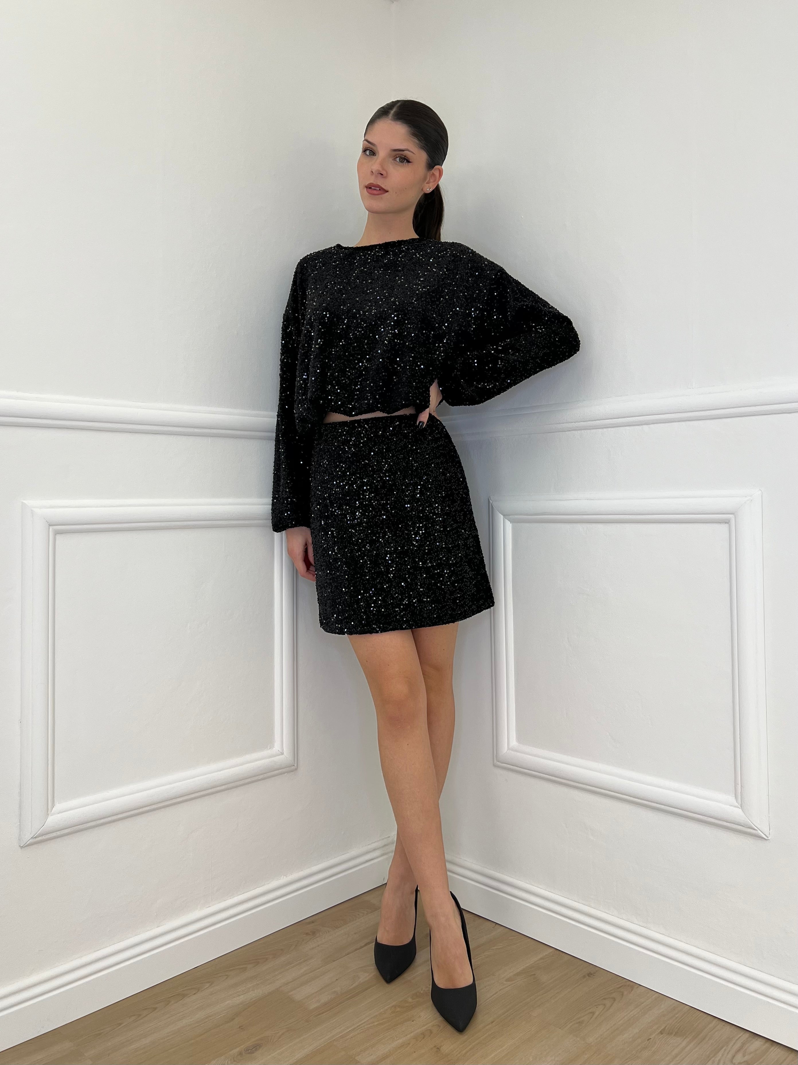 Gonna Paillettes 6081 Nero