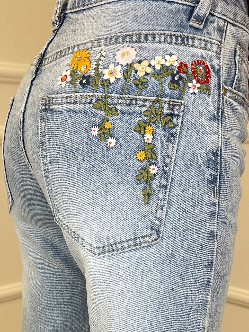 Jeans Ricamo Posteriore 5343 Azzurro