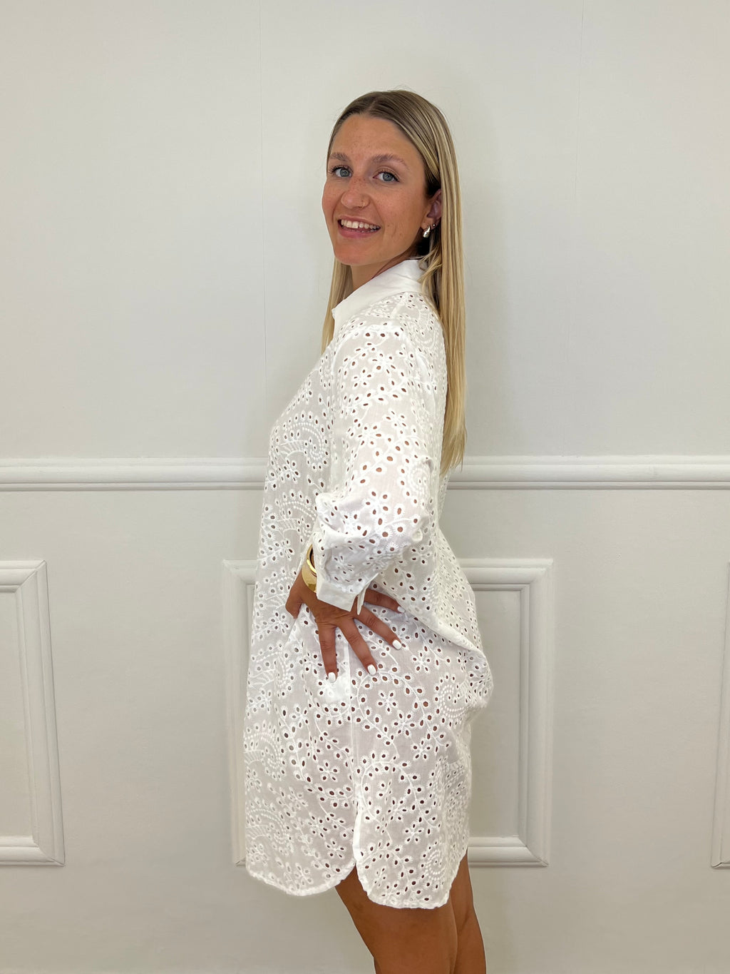 Maxi Camicia Sangallo 18004 Bianco