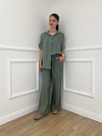 Pantalone Lino Coulisse 23216 Verde