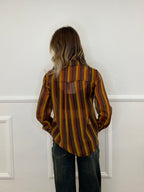 Camicia in Tencel a Righe 3957 Marrone