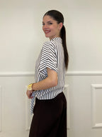 Camicia Righe Nodo Viscosa 2351 Marrone