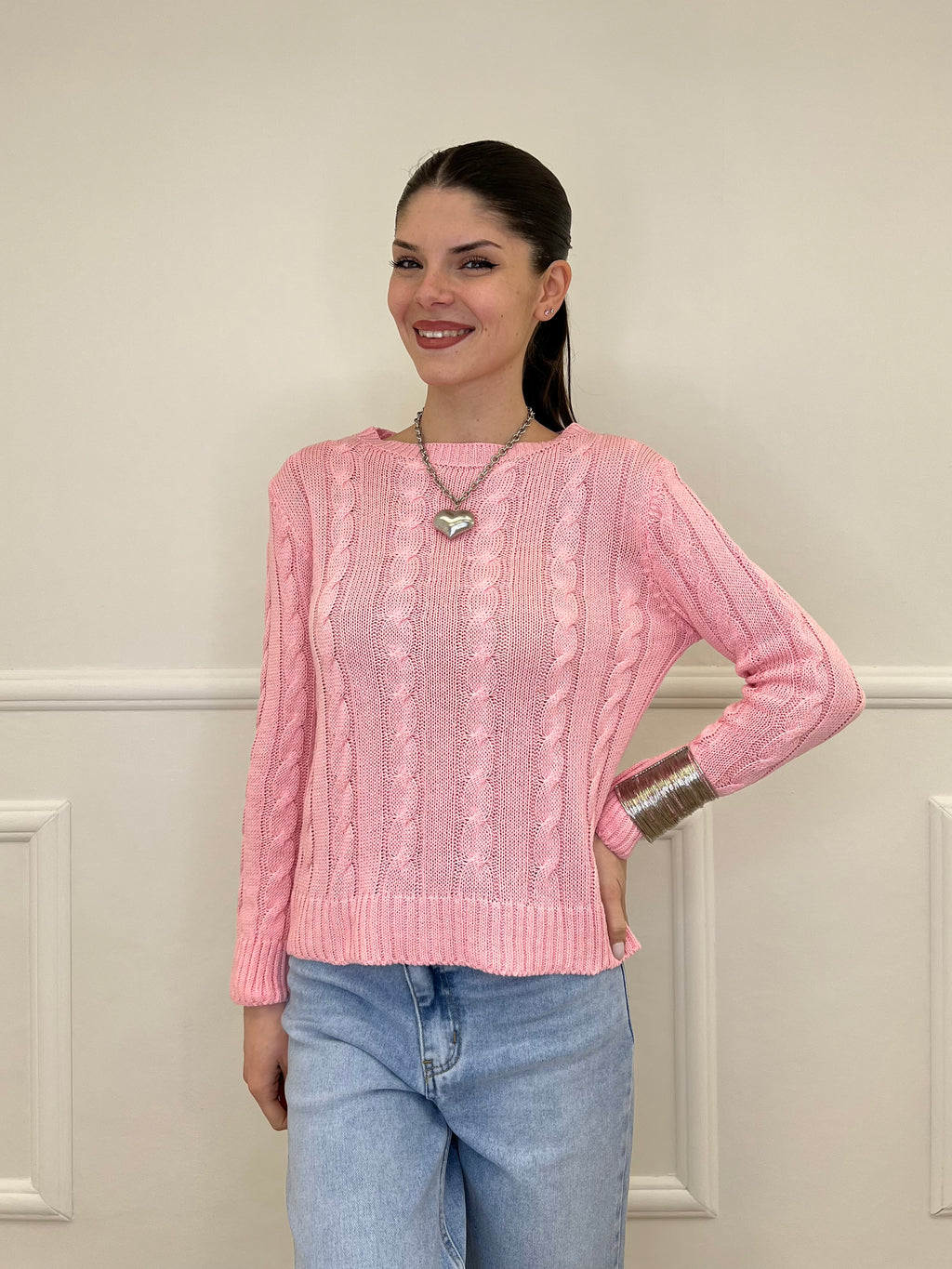 Maglia Trecce FE26122 Rosa