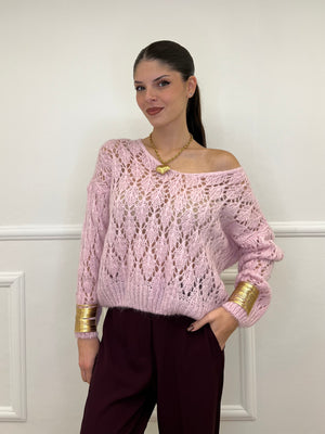 Maglia Losanghe Traforata 3191 Rosa