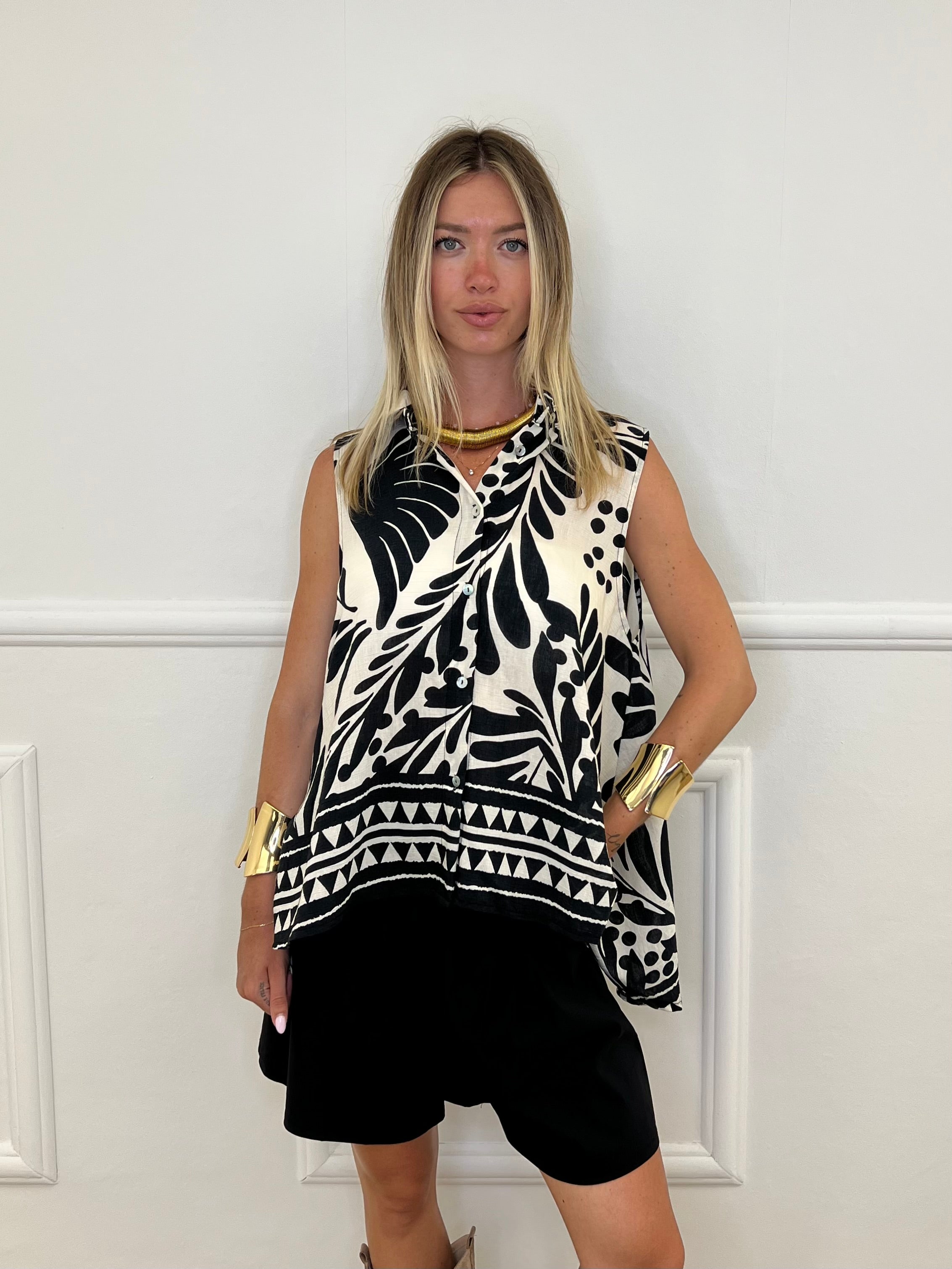 Camicia Trapezio Fantasia 4565 Nero