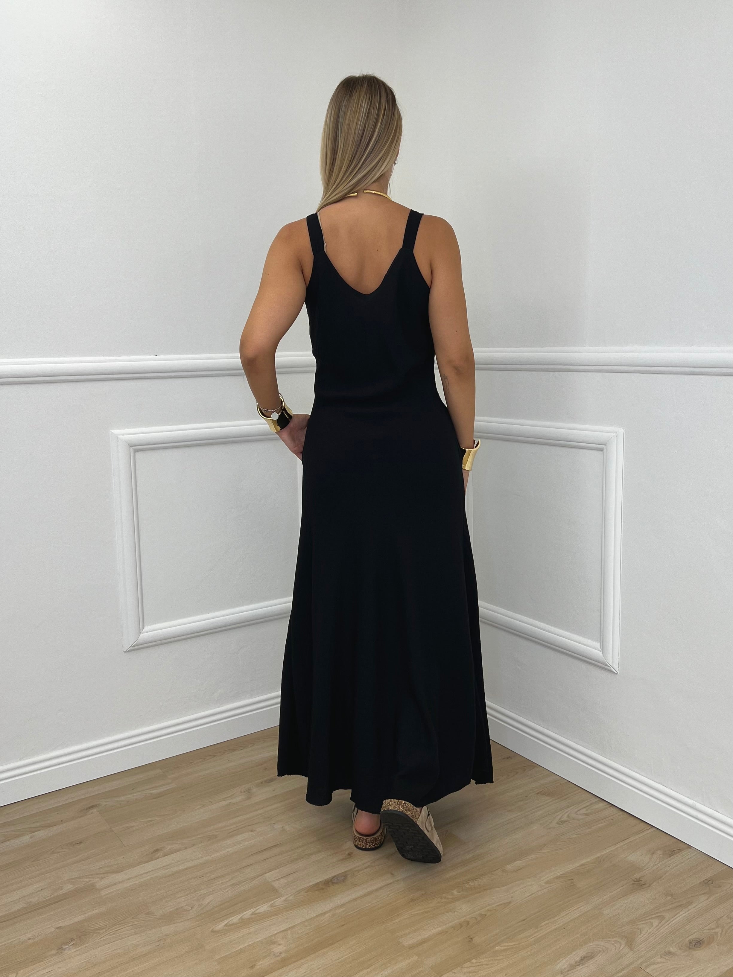 Abito Crepe Spalline 50169 Nero