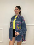 Giacca Camicia in Denim Graffiti K852