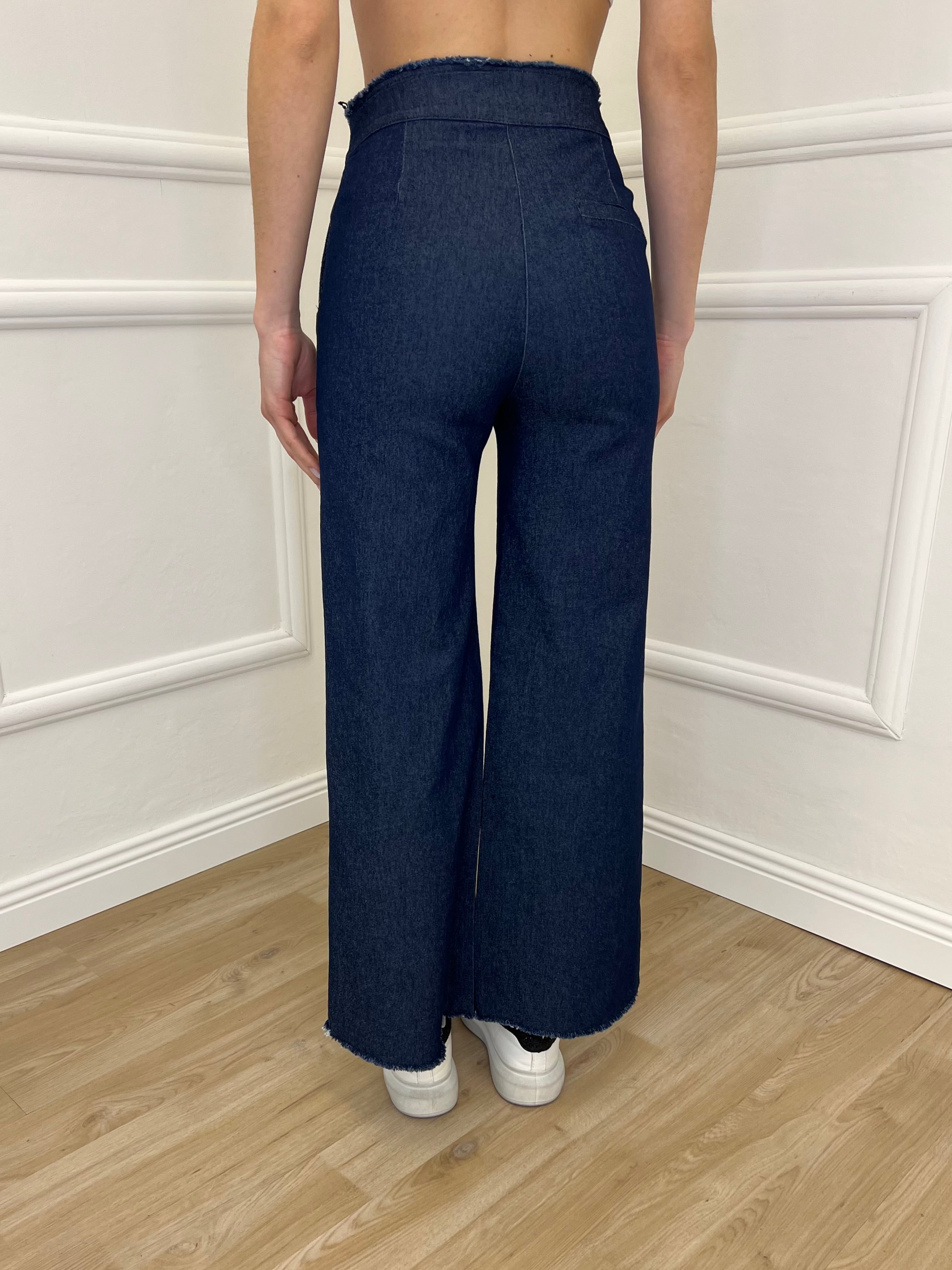 Pantalone Chambray Sfrangiato 5657 Blu