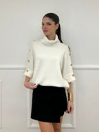 Maglia Bottoni Pipistrello 261124 Panna