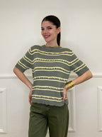 Maglia Righe Fiammata 0073 Verde