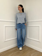 Jeans con Vita Elastica 9337 Azzurro