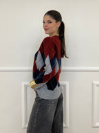 Maglia Over Losanghe L8075 Bordeaux