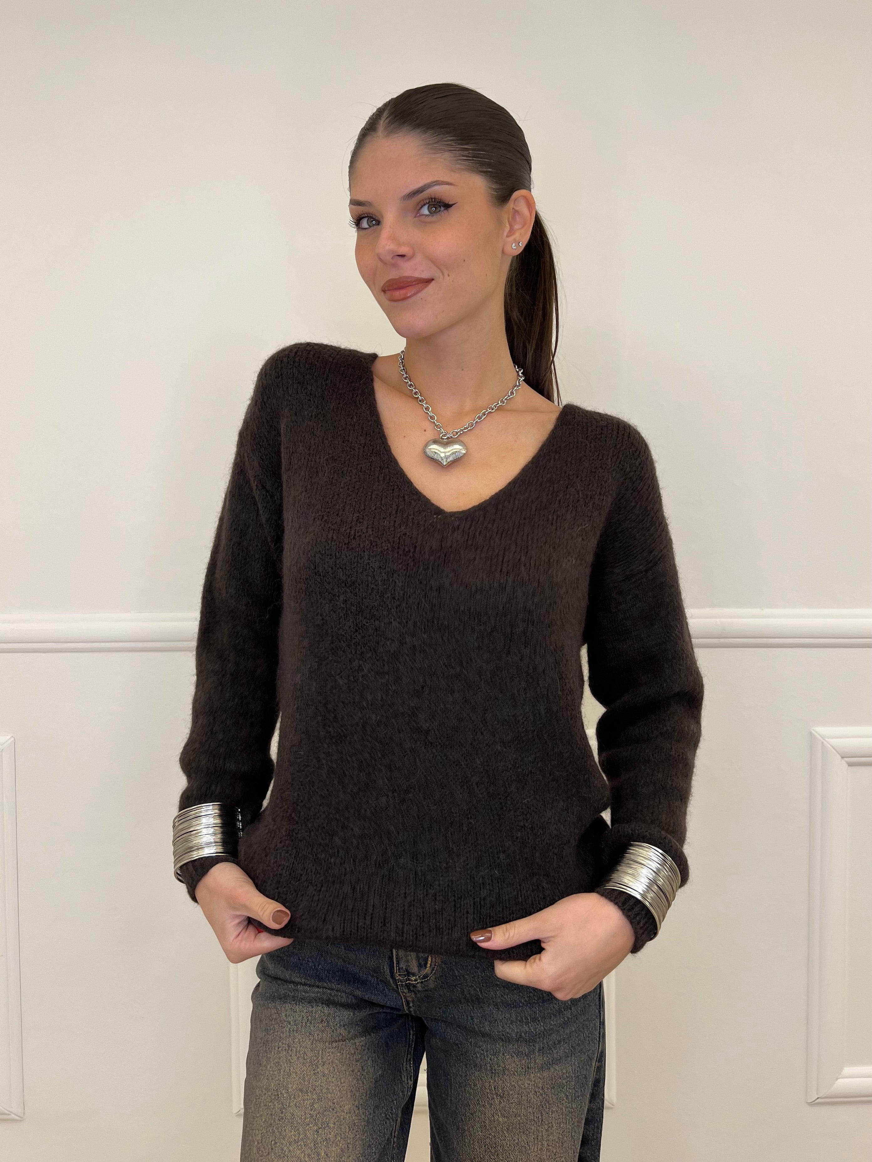 Maglia a V Alpaca 24103