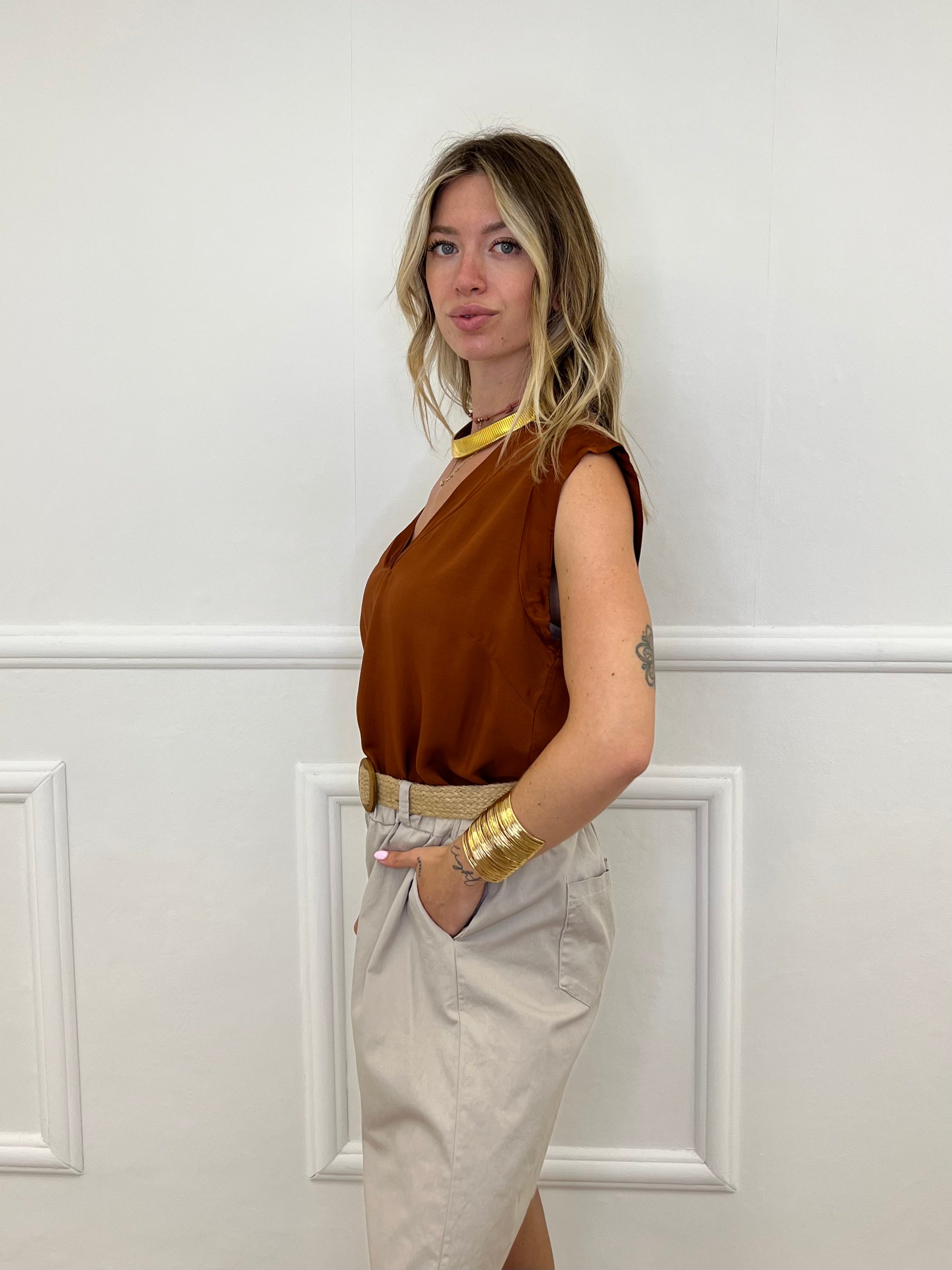 Blusa Viscosa Profili Satin 83307 Rame