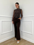 Maglia Microrete Floreale 925101 Marrone - Bazar Abbigliamento