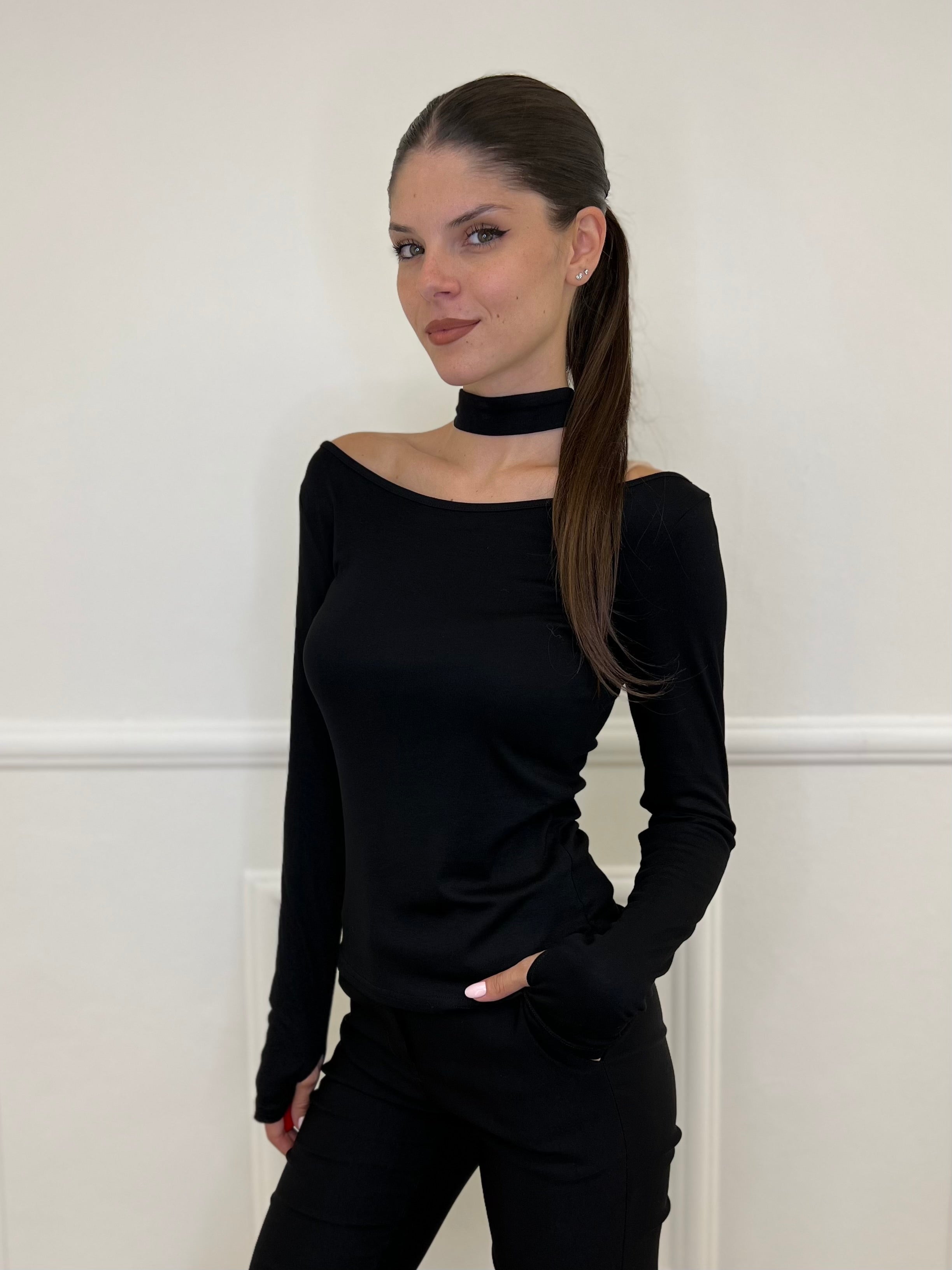 Maglia Choker 3823 Nero - Bazar Abbigliamento