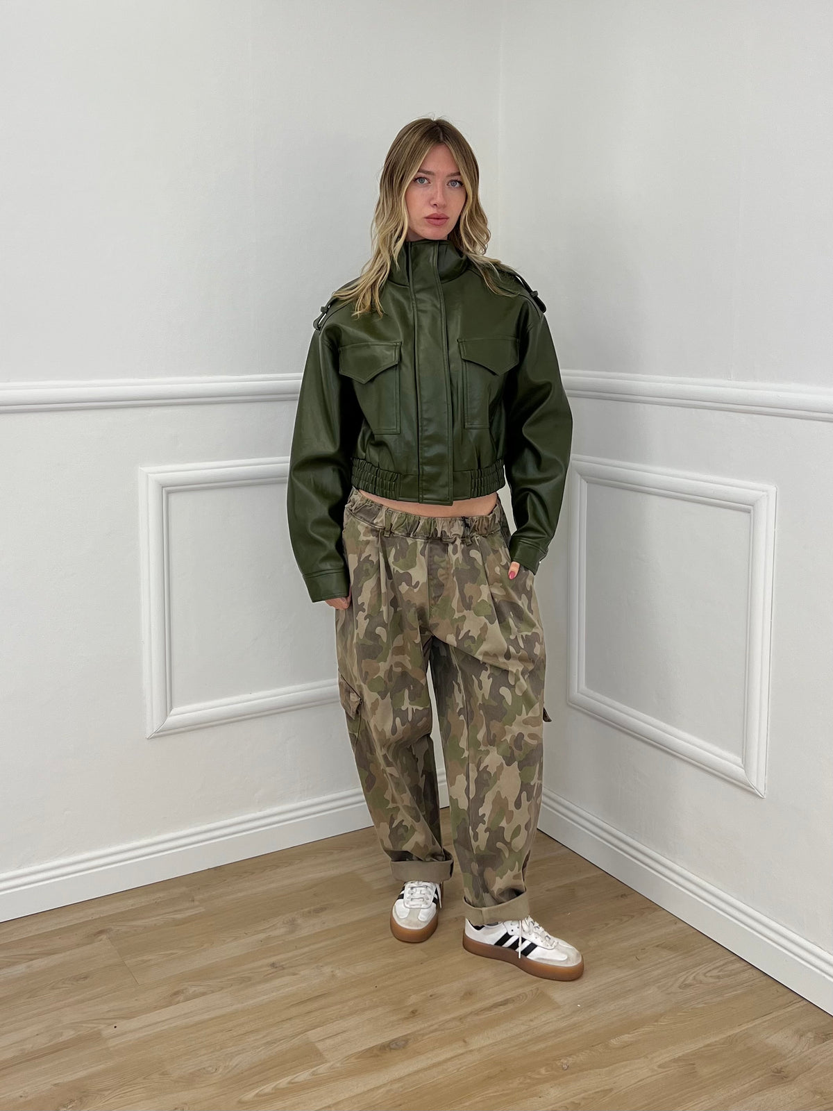 Pantalone Cargo Camouflage in Canvas 23084