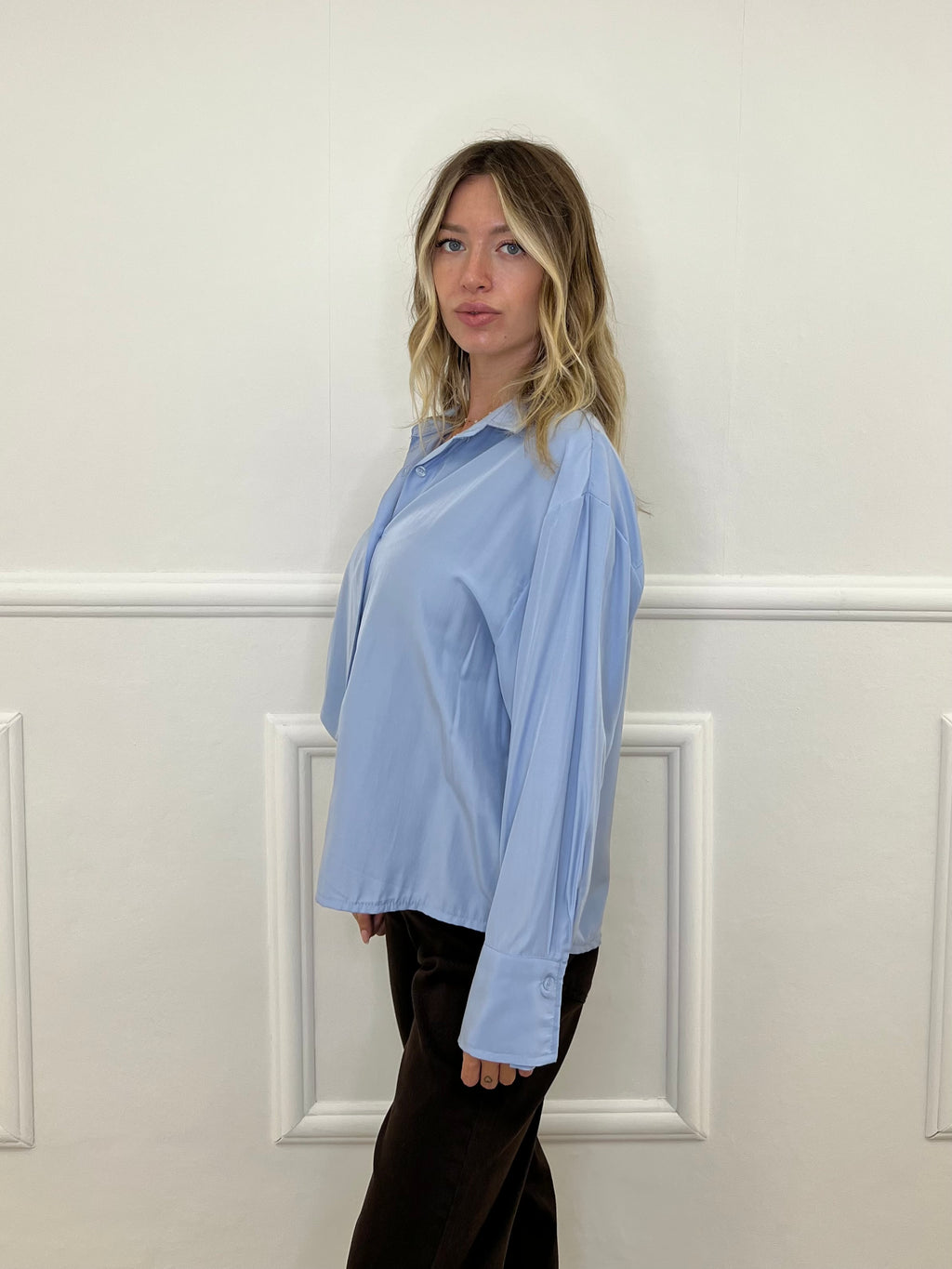 Camicia Scatoletta Cupro 82228 Azzurro