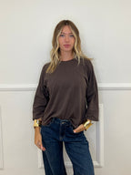 T-shirt Boxy Maniche Lunghe T10512 Moro