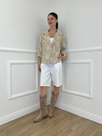 Blazer Ricamato in Lino e Viscosa 11353 Ecru