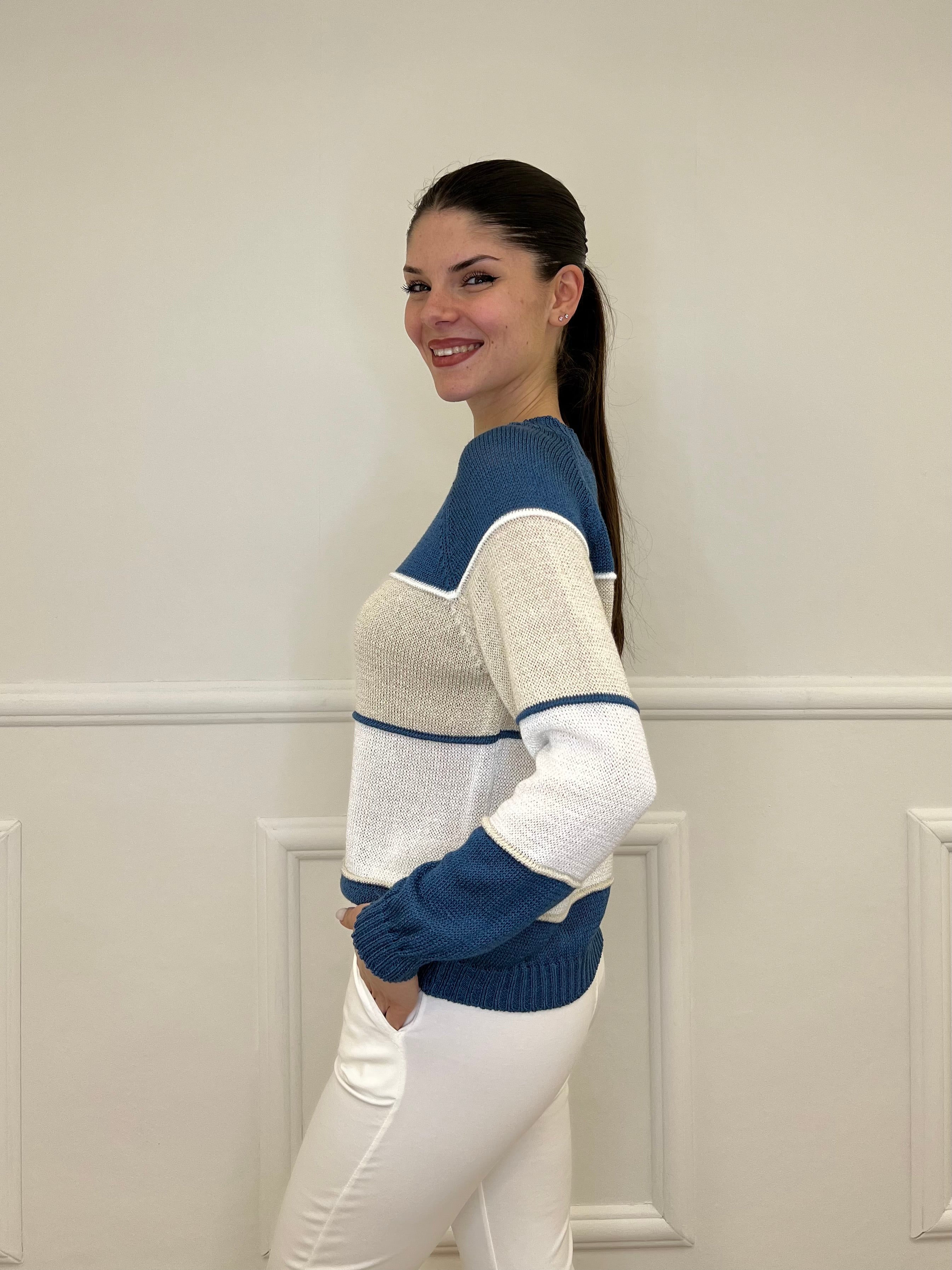 Maglia a Righe Profili 25031 Blu